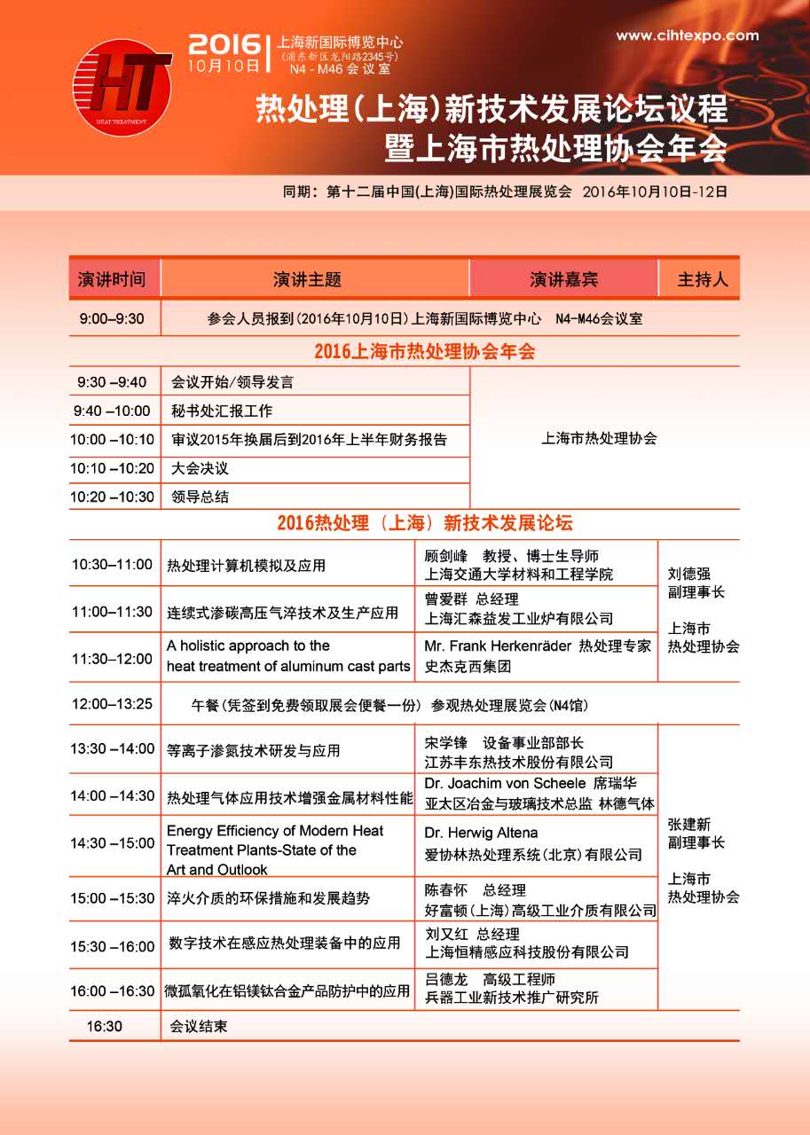 2016热处理（上海）新技术发展论坛